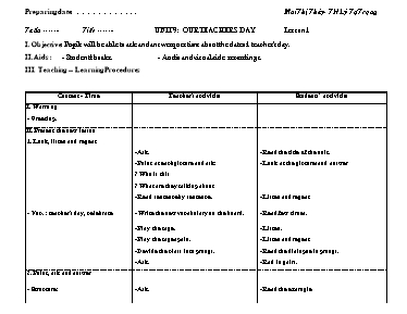 Giáo án Tiếng Anh Lớp 5 - Tuần 9+10 - Mai Thị Thúy